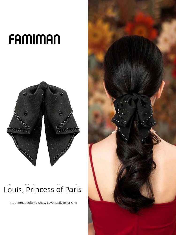 Black Bow Claw Clip 2024 New Arrival Fancy Ponytail Clip Half Tie Hairpin Female Back Head Clip Hairware