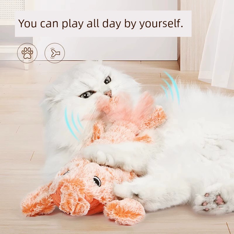 Gravity Electric Jumping Shrimp USB Charging Cat Teaser Toy Artificial Large Lobster Kitty Self-Hi Relieving Stuffy Handy Gadget
