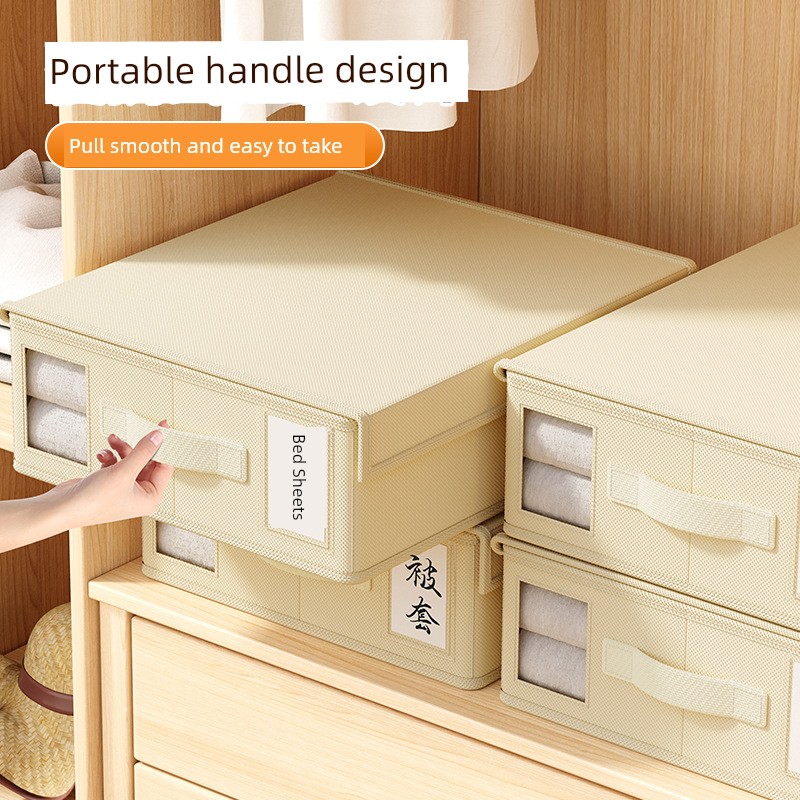 Non-Woven Fabric Folding Container Bed Sheets Four-Piece Storage with Lid Household Supplies Drawer Wardrobe Storage Handy Gadget