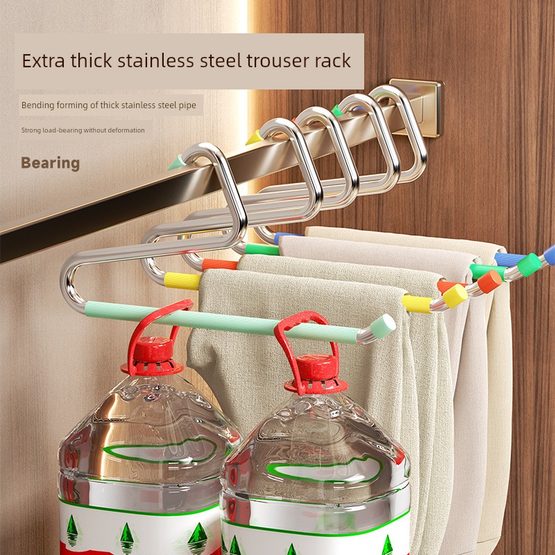 Home Goose-Type Stainless Steel Pipe Pant Rack Marks Non Slip For Home Wardrobe Pull-out Storage Trouser Press Pant Rack Hat