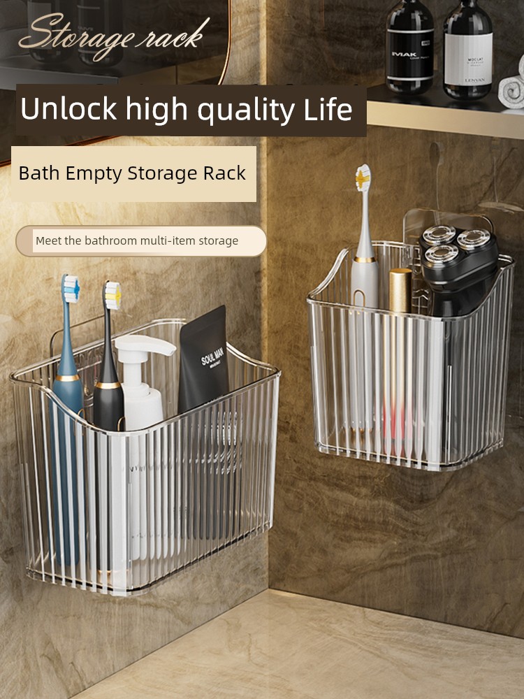 Bathroom Comb Shaver Storage Container Wall Hanging Waste Face Cloth Secondary Storage Washstand Toothbrush Rack