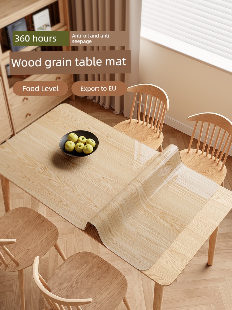 Imitation Wood Grain Dining Tablecloth Oil-Proof Waterproof Disposable Anti-Scald Table Mat PVC Coffee Table Soft Glass Desktop Protection Mat
