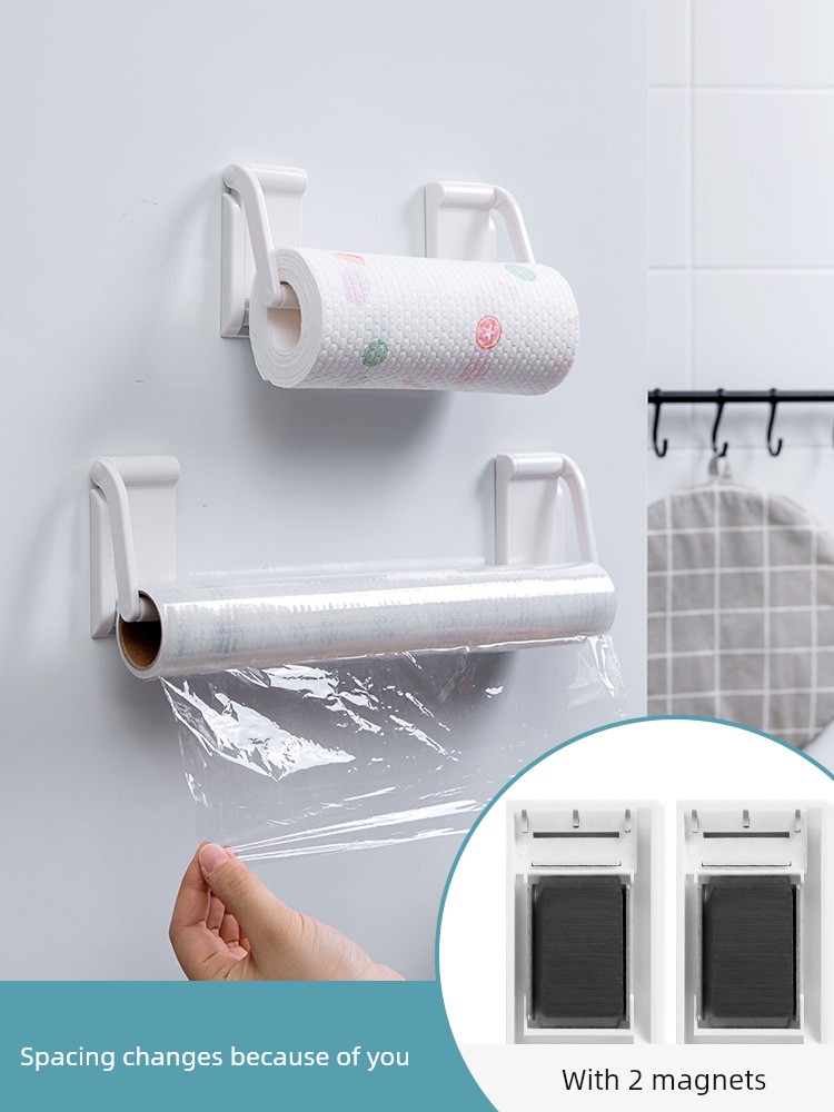 Jujiajia Magnetic Tissue Holder Kitchen Paper Special Rack Plastic Wrap Storage Rack Wall Hanging Roll Stand