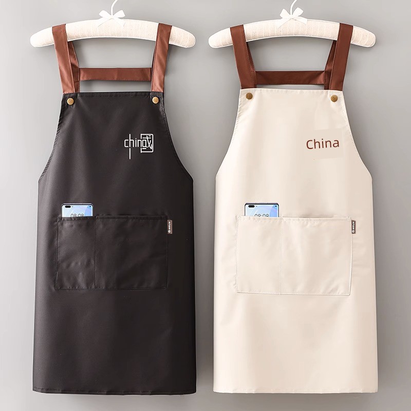 Waterproof Oil-Proof For Home Kitchen Apron Female Fashion K-style Adult Work and Catering Work Clothes Abrasion Resistant Men