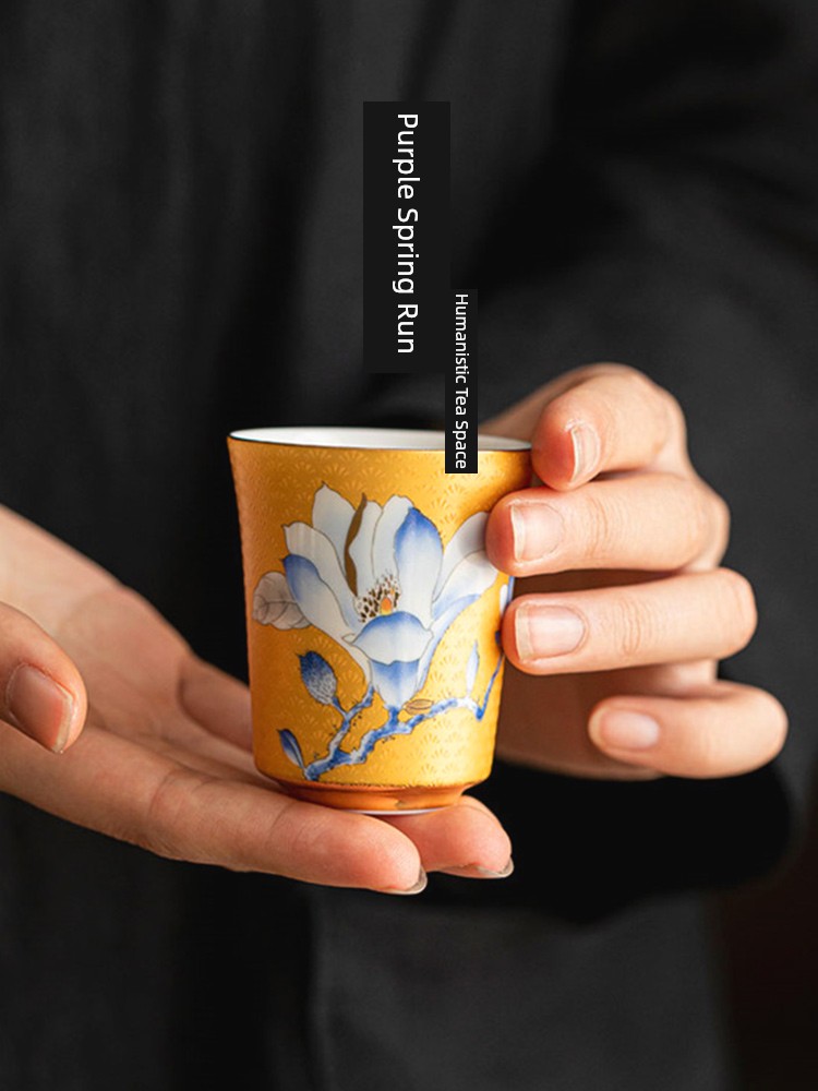 Jojo's L. Pd. Ziquan Jian. Gold Painting White Jade Cup Master Cup Ceramic Single Cup Tea Cup | Oil Production