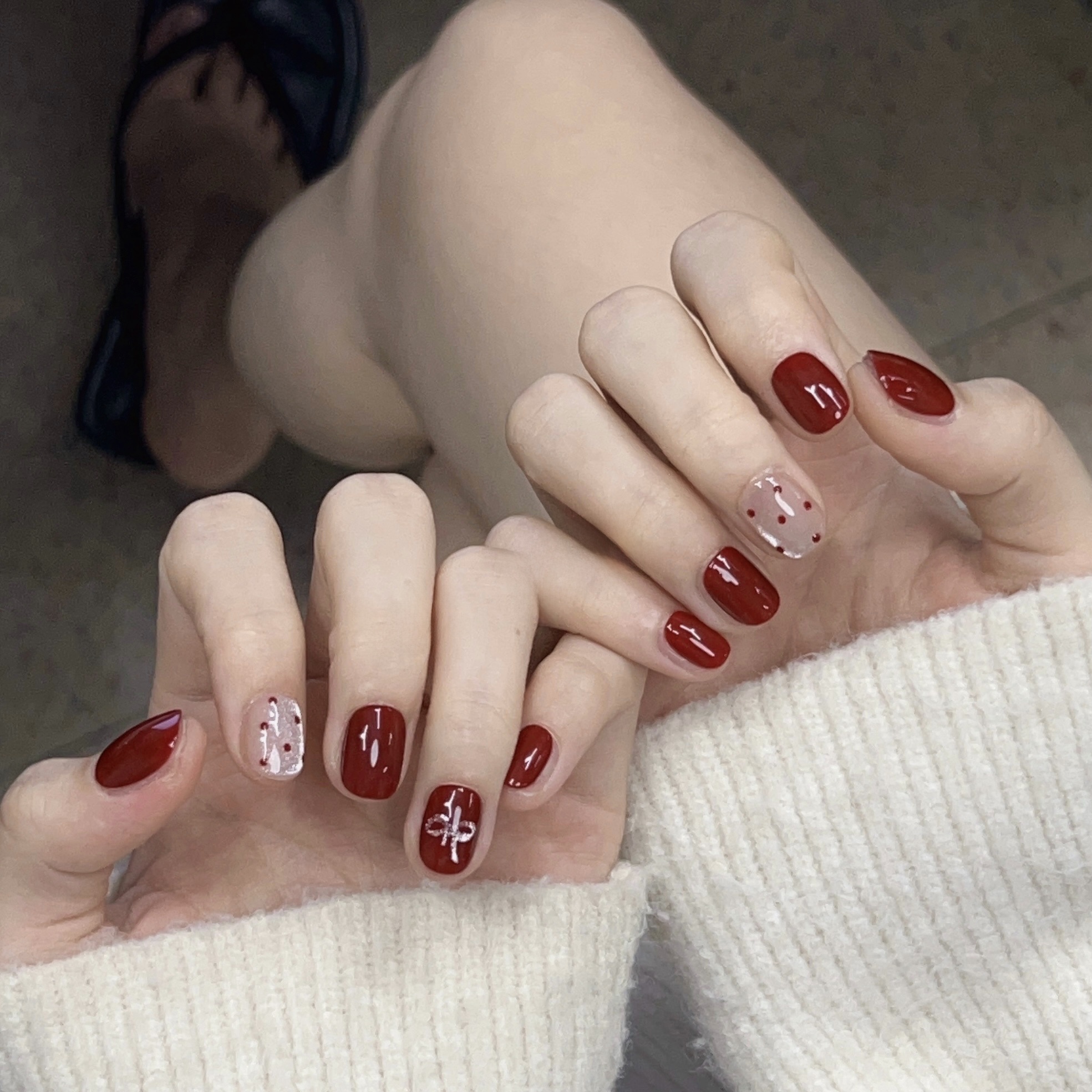MIUSOU High Quality Wine Red 10 Pieces Bows Wear Armor