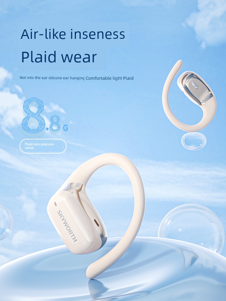 Skyworth Open Bluetooth Headset Wireless Ear Hook Non in-Ear 2025 New Arrival Sports Noise-Canceling Gas Bone Conduction Men and Women