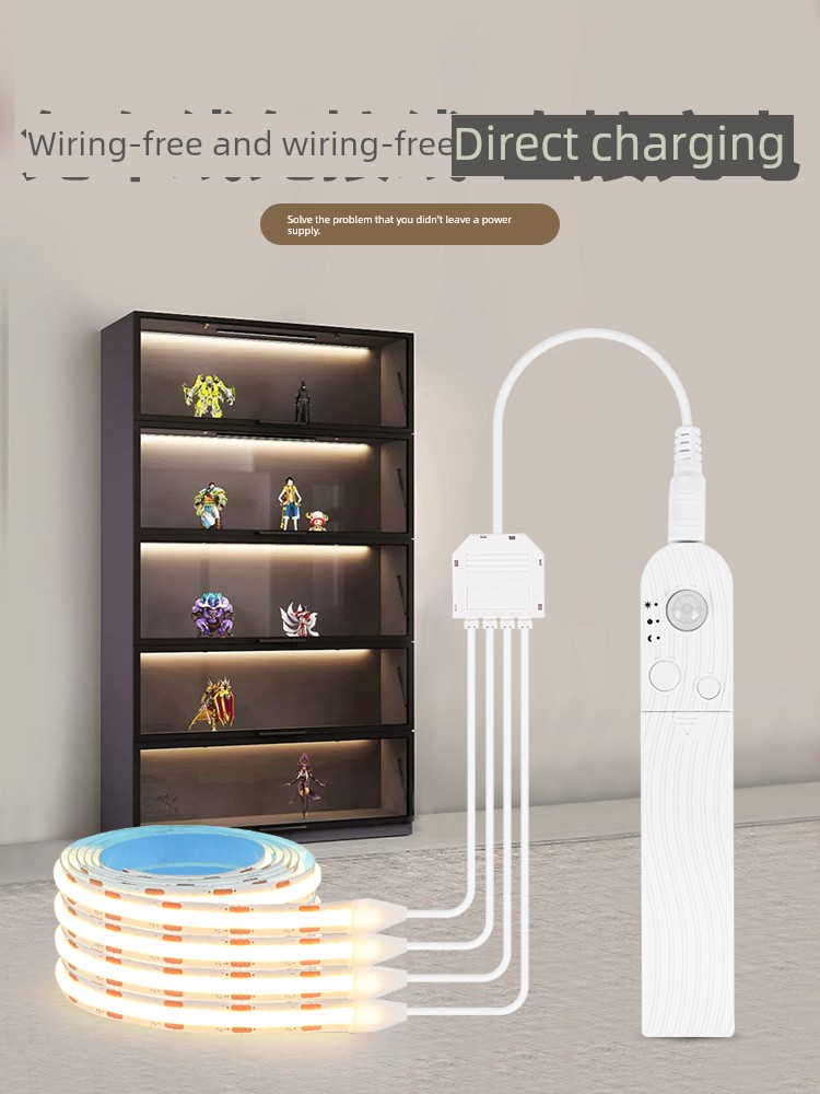 Led Sensor Cabinet Self-Adhesive Charging Wiring Free Light Bar
