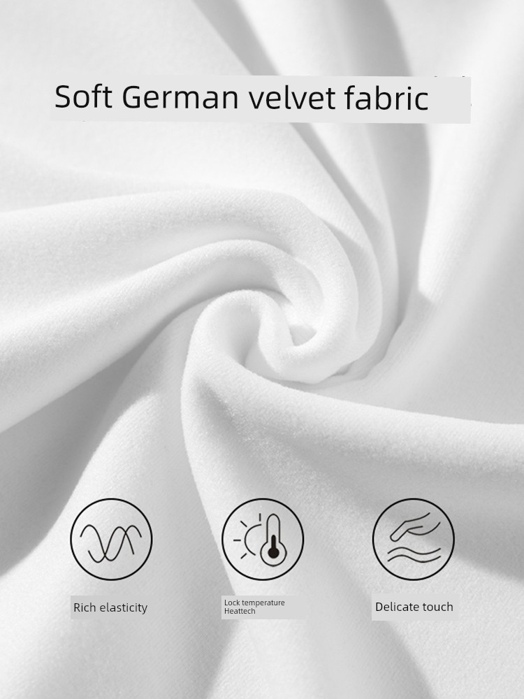 Augusto Turtleneck Shirt Women Autumn and Winter New White Fleece-lined Dralon Thermal Underwear Long sleeves Shirt Inner wear