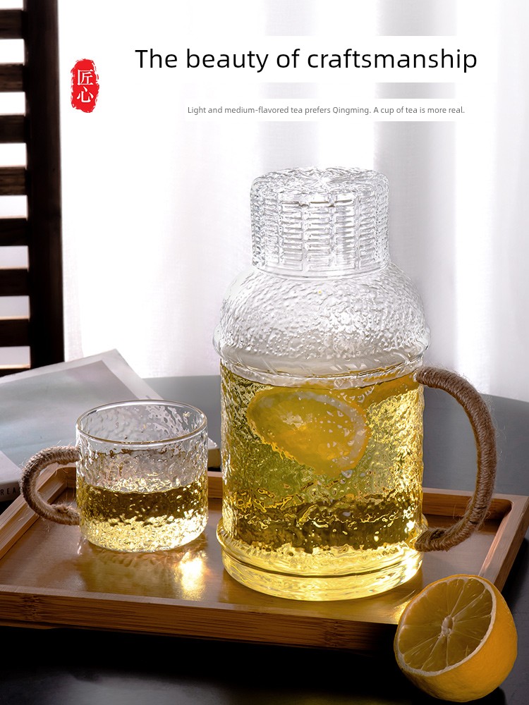 Japanese-Style Water Pitcher Glass Heat Resistant Cold Water Jug Suit Household Teapot Retro Cold Water Cup Living Room Accessible Luxury