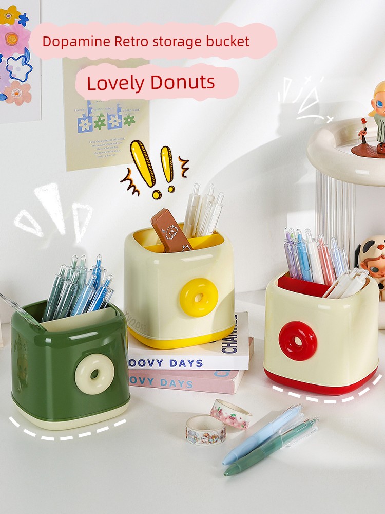 Pen Holder Ins Cute Niche Style Student Desktop Large Capacity Creative Makeup Brush Stationery Thickened Office Storage Box