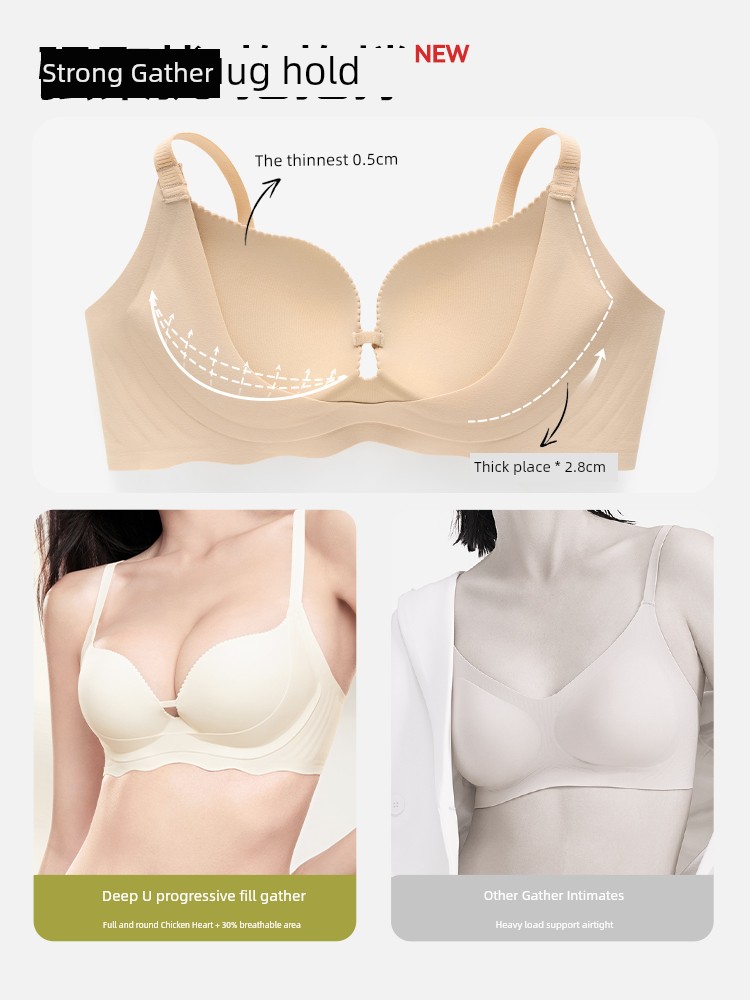 Secret World Intimates Women's Push up Small Size Big Lifting Push-up Seamless Steel Ring Bra Bra