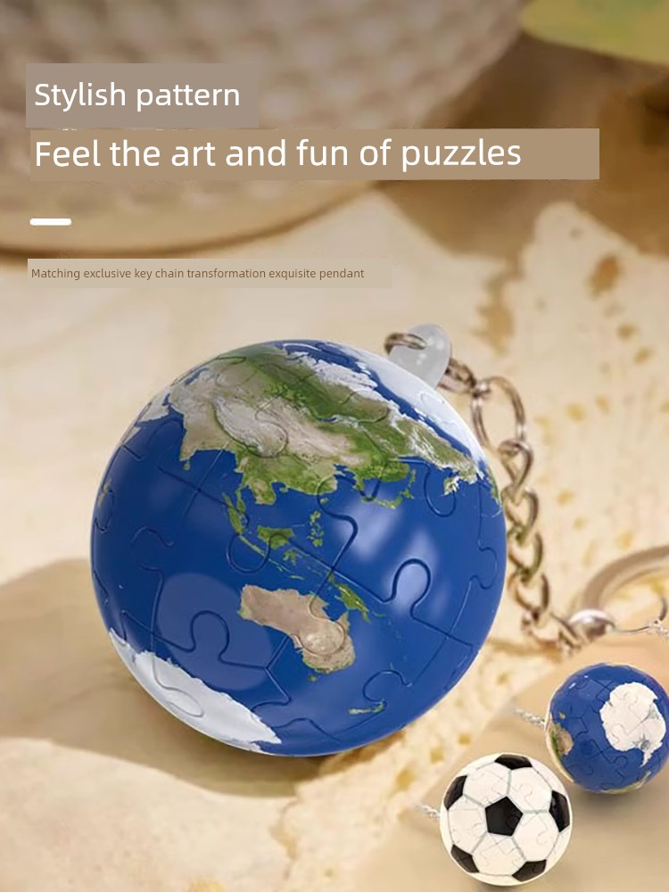 3D Ball Keychain Kids Puzzle Christmas Puzzle Ball Fun Assemble Foot Basketball Small Pendant Building Blocks Toy