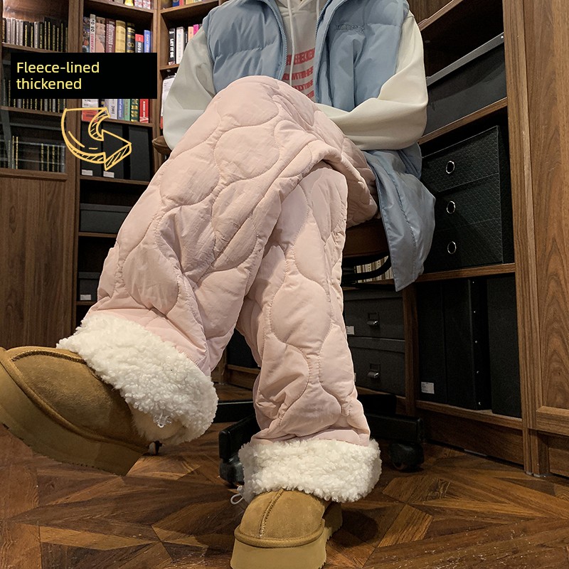 Cashmere Cotton Pants Women's 2025 Keep Warm and Cold Protection in Winter Quilted Quilted Casual Pants Thick Loose Straight-leg Long Pants