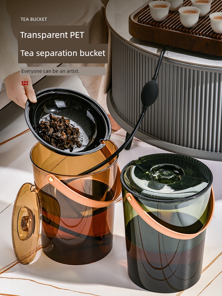 Tea Bucket Filter Tea Barrel Drainage Tea Residue Barrel For Home Tea Utensils Waste Water Bucket Tea Table Trash Can Dry Wet Separation
