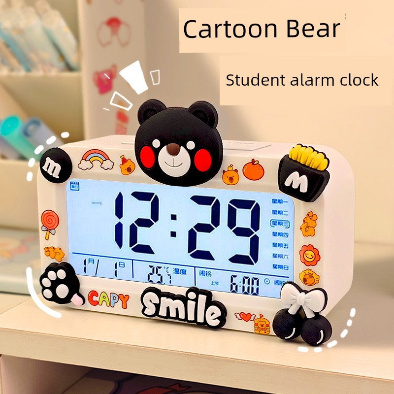 Cute Student Dedicated Smart Clock Alarm Clock Kids Get up Handy Gadget Desktop Clock Girl Desktop Rechargeable
