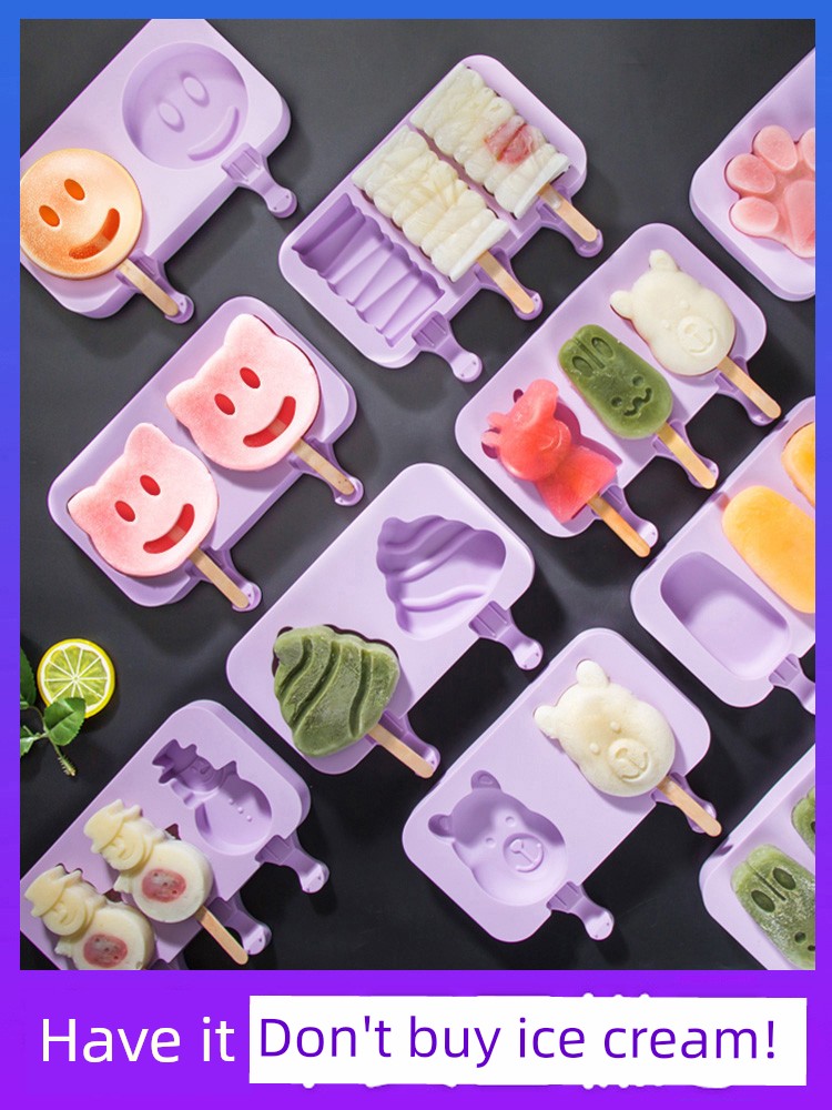 Ice-Cream Mould For Home Frozen Make Popsicles Ice Candy Handy Gadget Homemade Kids Cute Silicone Cartoon Ice Creams and Sorbets