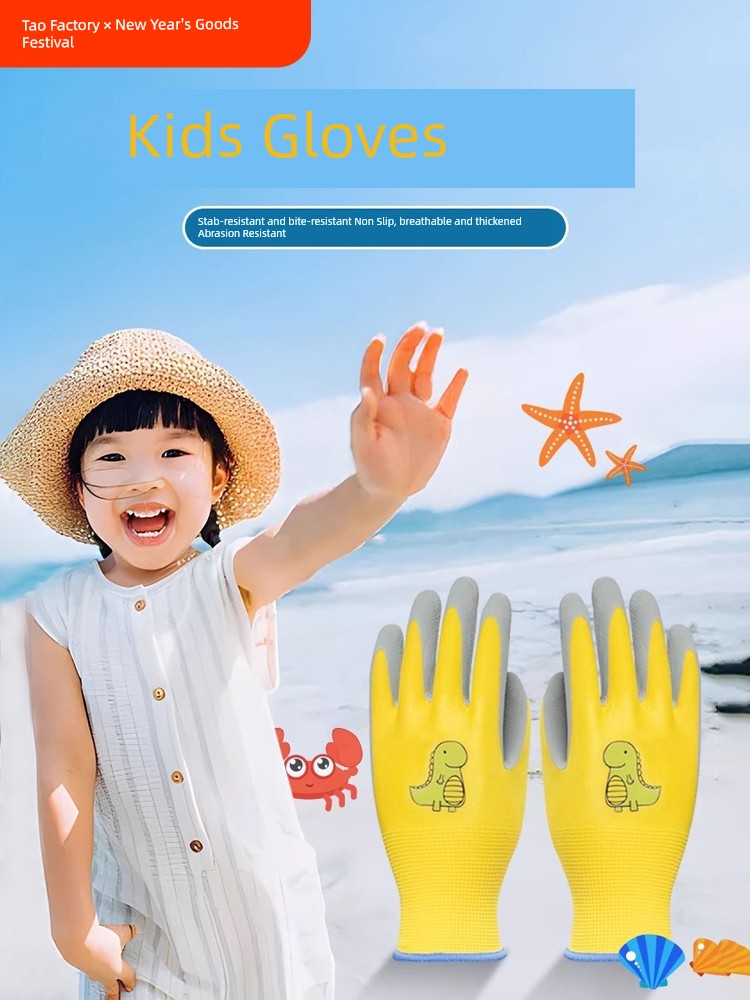 Sea Catching Crab Pet Gardening Durable Kids Gloves