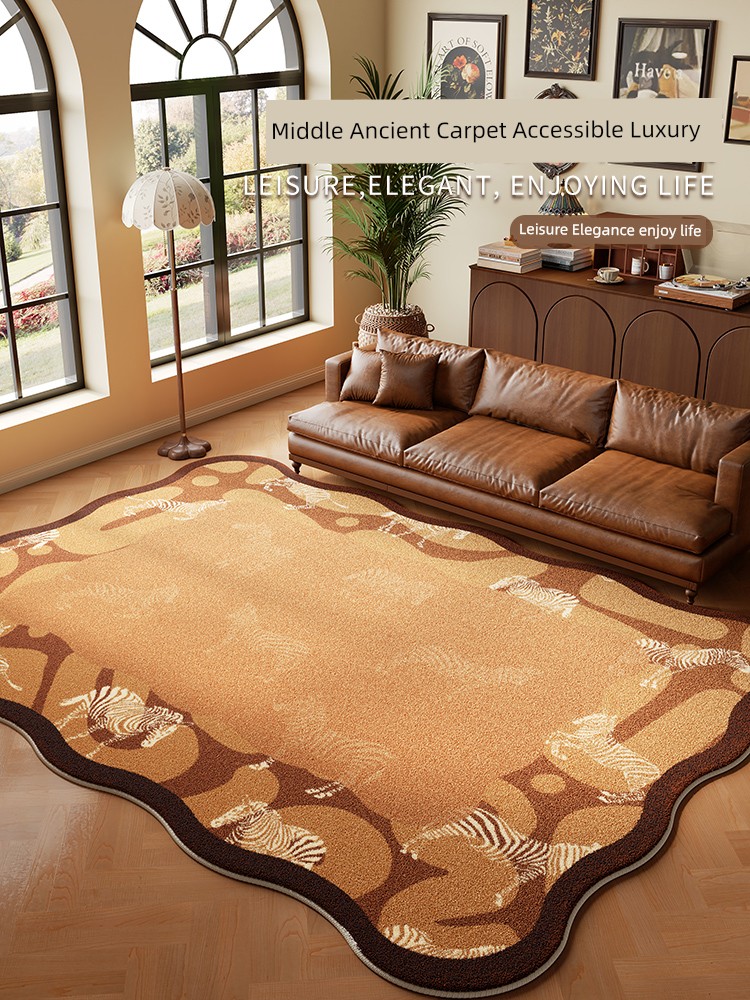 Antique Style Classy Carpet Living Room Care-Free Waterproof Antifouling Cartoon Floor Mat Bedroom Bedside Blanket Special-Shaped Asymmetrical