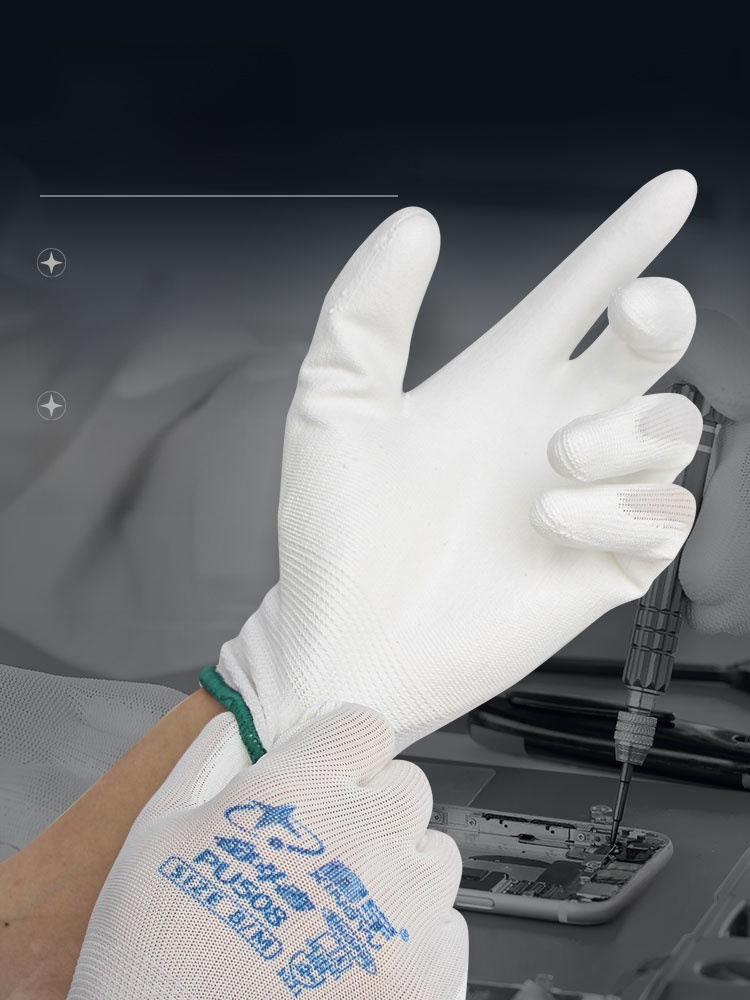 Xingyu Labor Protection Gloves Pu508 Nylon Genuine Goods Non Slip Abrasion Resistant Gloves Durable Anti-Static Lightweight Protective Dipping
