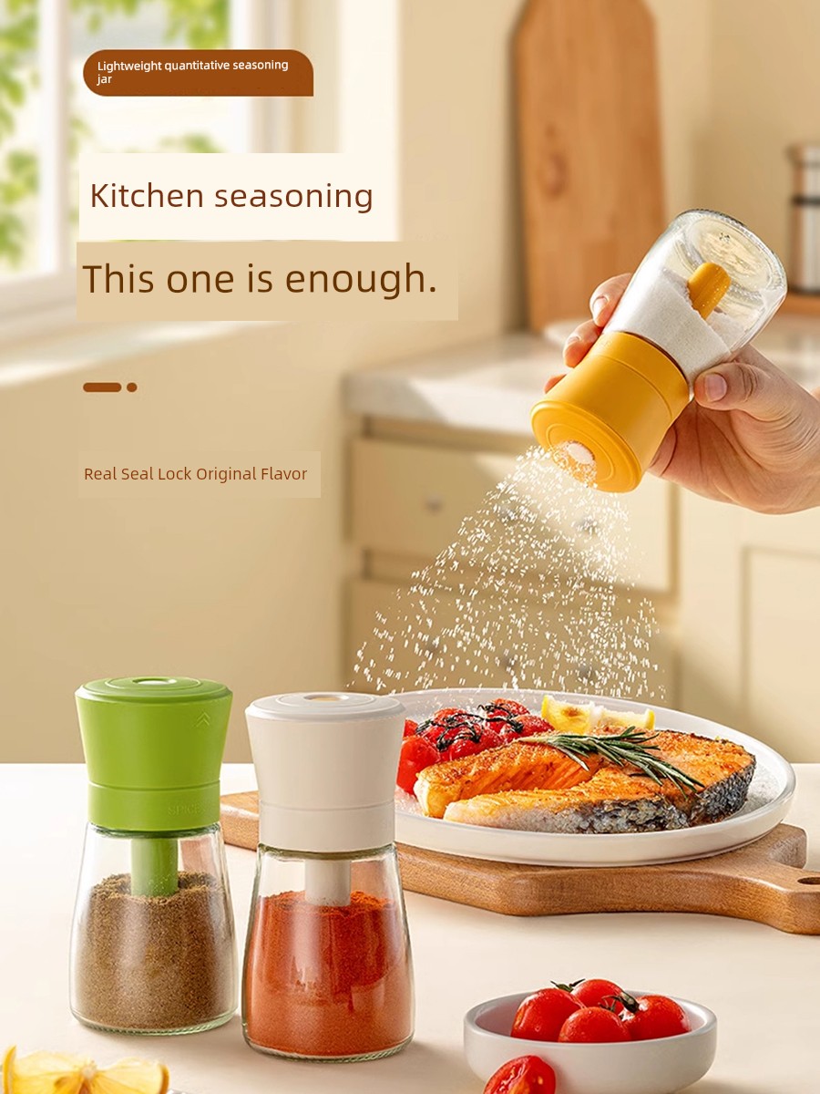 Quantitative Saltcellar Kitchen Seasoning Jar Transparent Glass Seasoning Bottle For Home Metering Control Salt Seasoning Jar Sealed Bottle & Can