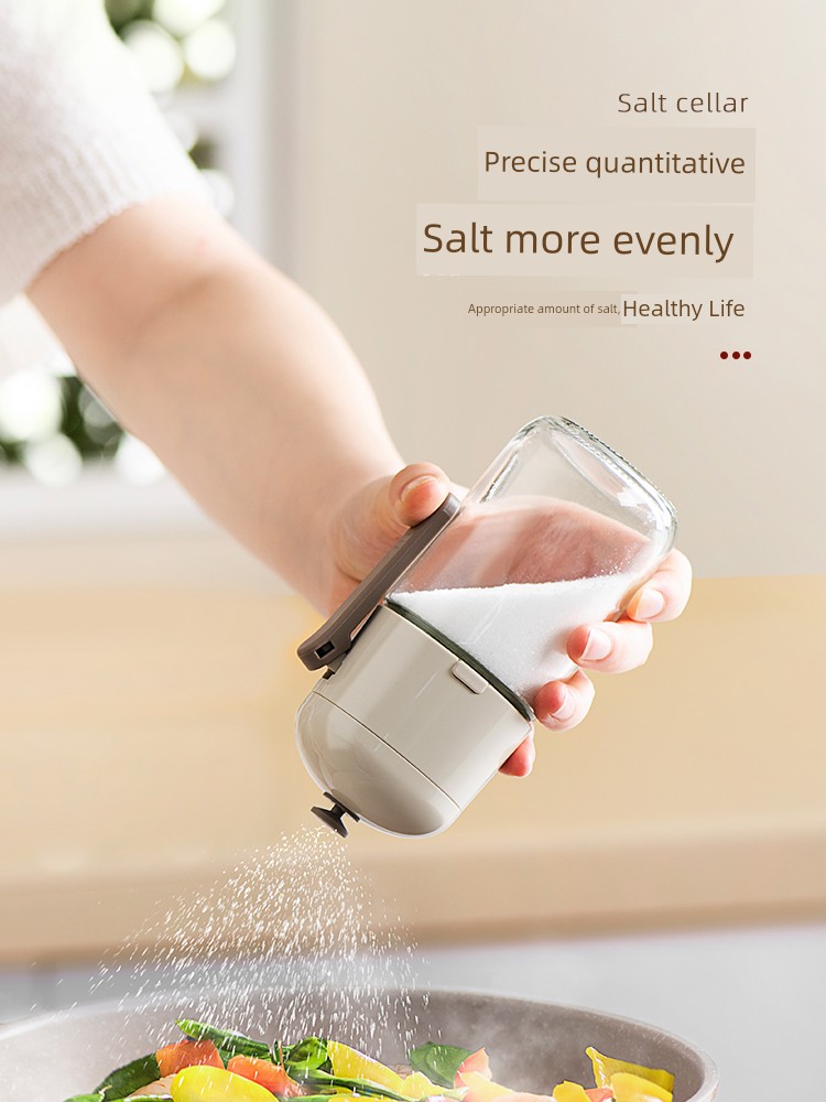 A Forget Quantitative Salt Can Sealed Moisture-Proof Kitchen Special Glass Seasoning Bottle Salt Jar Household Spice Box