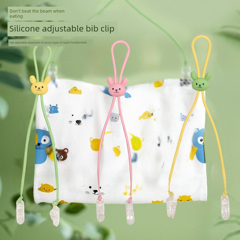 Tissue Holder Halterneck Napkin Clip Handkerchief Clip Dry Rice Clip Eating Anti-Dirty Saliva Towel Clip Bib Clip Wordy Pink