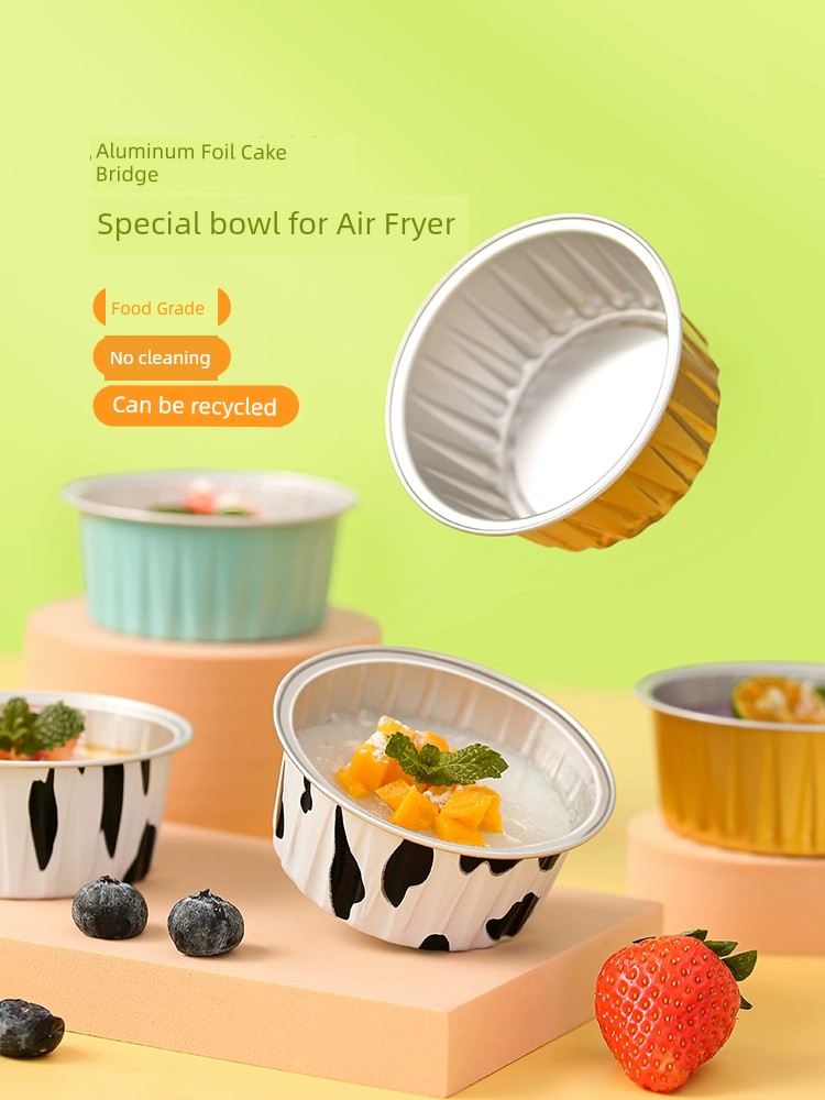 Air Fryer Special For Home Tin Foil Bowl Oven Baking Egg Tart Mold Small Size Reusable Tin Tray Cup