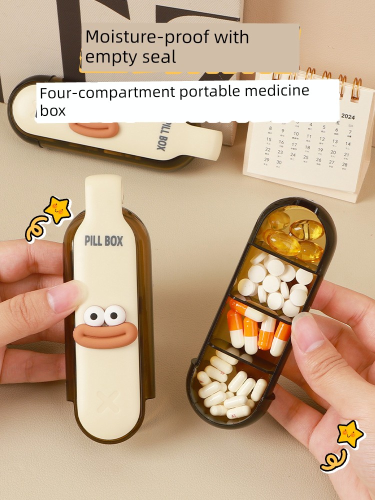 Portable Medicine Box Medicine Compartment Box Carry Mini Small Sized Medicine Pill Health Care Products Press Medicine Remover