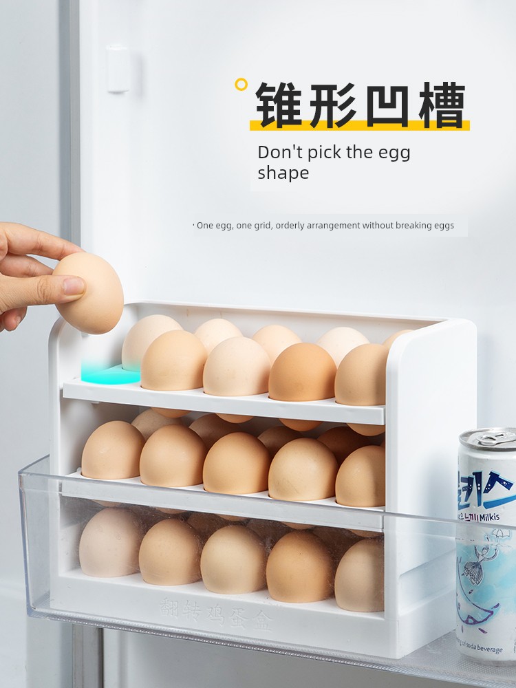 Egg Storage Box Refrigerator Side Door Kitchen Preservation Special Organizing Storage Gadget Drop-Resistant Egg Holder for Eggs