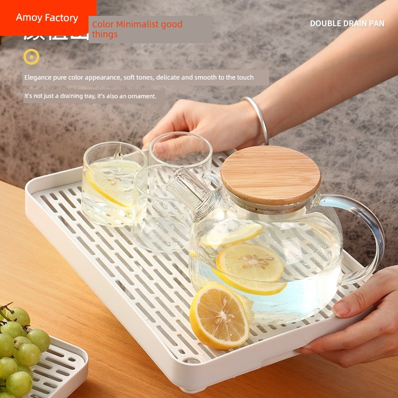 Rectangular Water Glass Living Room Storage Rack Large Tea Tray