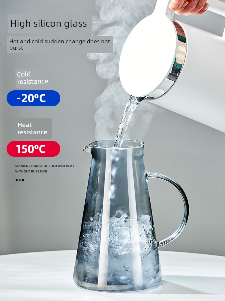 Cold Water Bottle Glass High Temperature Resistance For Home Cold Boiled Water Cup Large Capacity Teapot Suit Jug Summer Beverage Barrel