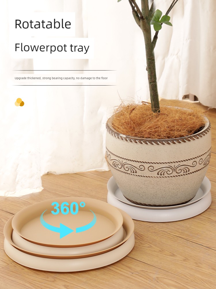 Rotatable Flower Pot Tray Plastic Faceplate Thickened Chassis Water Pan Flower Pot Pad Bottom round Base Support Flowerpot Base