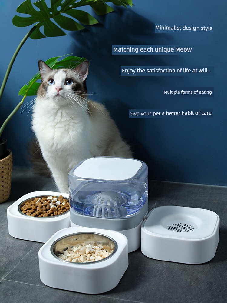 Automatic Pet Feeder Cat Bowl Feeding Water Integrated Cat Food Basin Drinking Water Two-in-One Large Capacity Cat and Dog