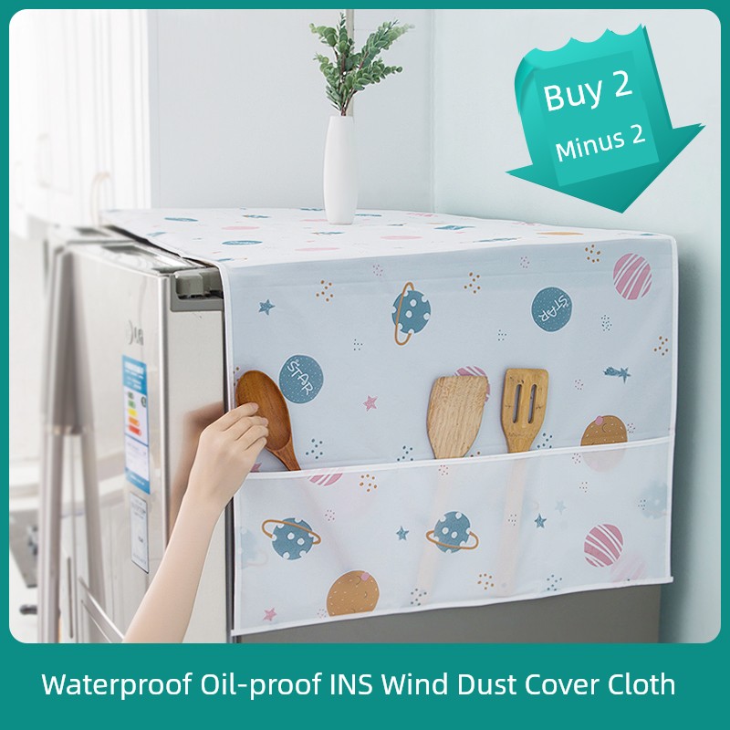 Refrigerator Top Cover Cloth Dust Cover Roller Washing Machine Cover Dust-Proof Cloth Microwave Oven Single and Double Doors Refriderator Cover Cover Towel