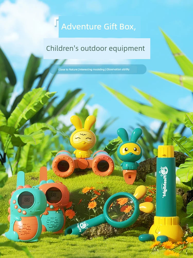 Kids Adventure Gift Set Wireless Walkie-Talkie Magnifying Glass Telescope Kaleidoscope Outdoor Exploration Toy Gift