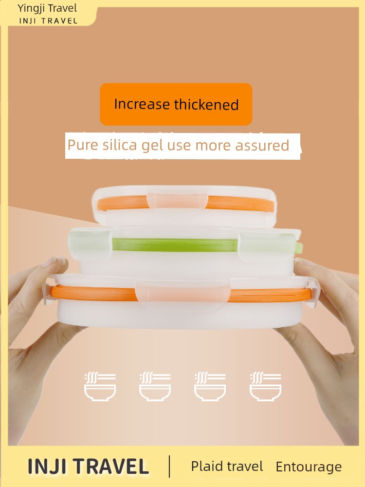Kids Travel Food Grade Dog Lunch Box Folding Bowl