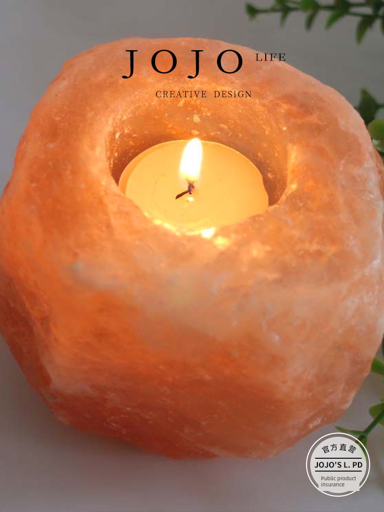 Jojo's L. Pd. Liangwen. Candlestick Himalayan Bedroom Bedside Decoration Natural Rock | Two-Piece