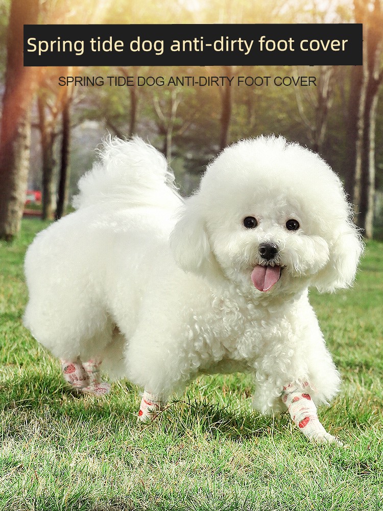 Dog Shoes Anti-Dirty and Non-Falling Foot-Binding Cloth Disposable Foot Cover Walking Dog Teddy Bichon Bandage
