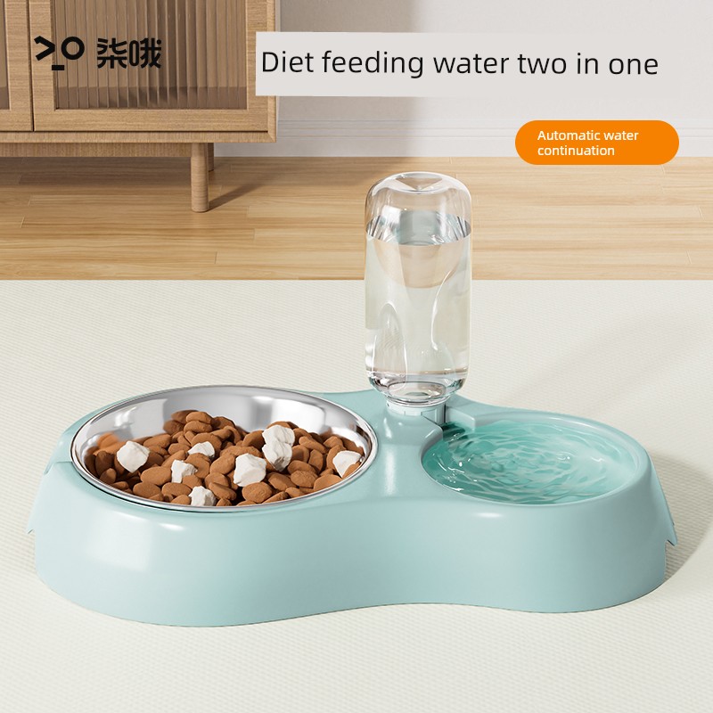 Dog Bowl Dog Basin Pet Cat Bowl Double Bowl Automatic Drinking Dog Water Bowl Dog Food Bowl Anti-Tumble Cat Supplies Complete Collection
