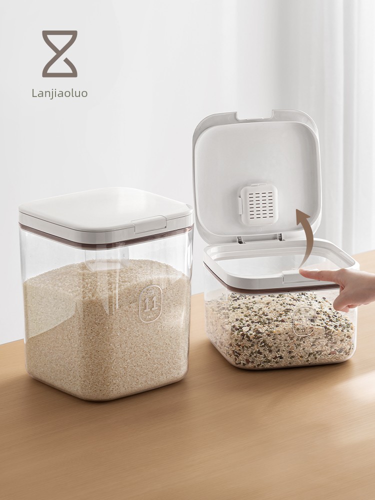 Lanjiaoluo Rice Bucket For Home Sealed Insect-Proof Moisture-Proof Food Grade Flour Storage Tank Rice Jar Cereals Storage Box