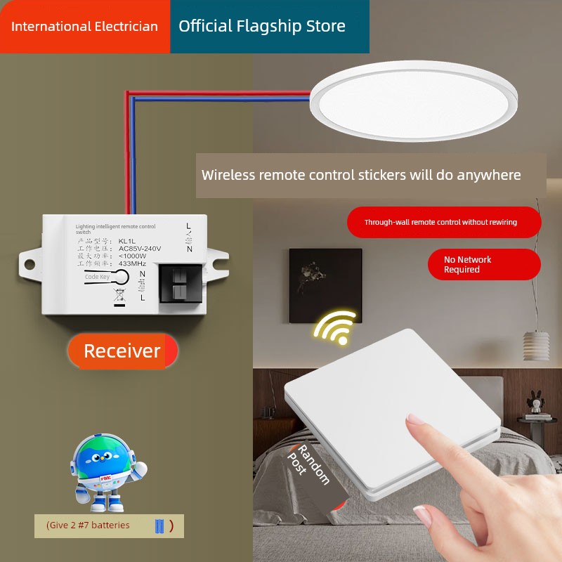 Wireless Remote Switch Controller Panel Wiring Free Dual Control Remote Control For Home off Light Notepaper Handy Gadget