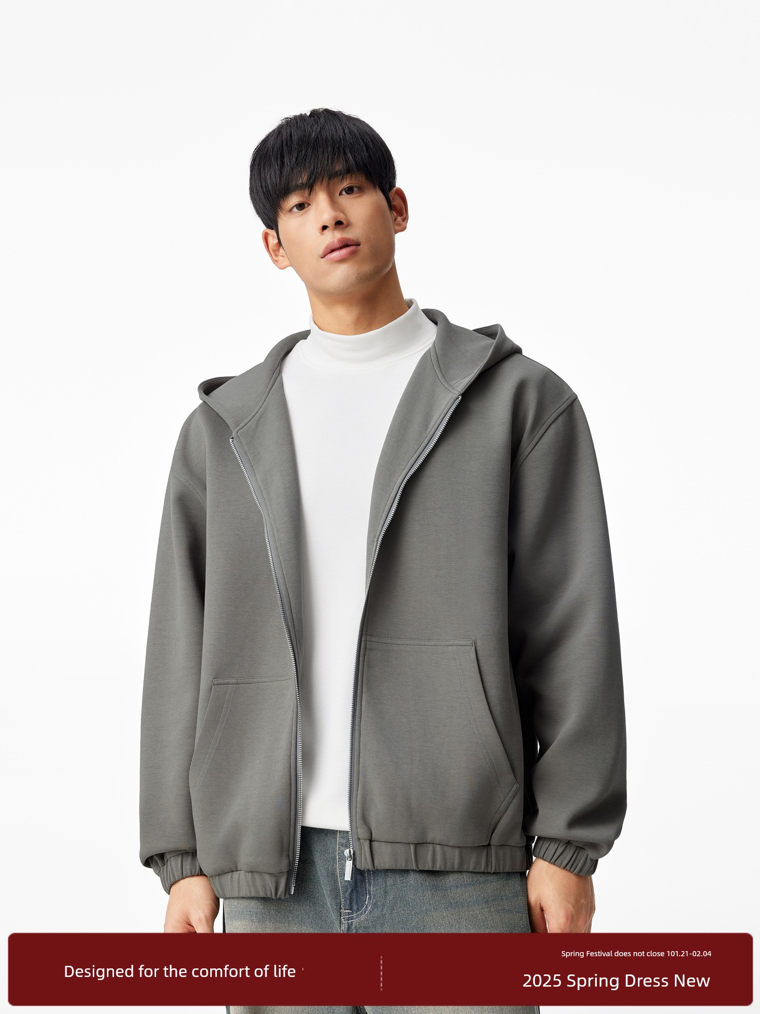 Bodydream BM Genderless Air Layer Cardigan Hooded Couple Sweater Loose Casual Hoodie Easy Matching Coat