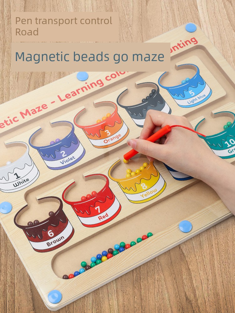 Kids Maze Entrance Educational Toys Magnetic Tunnel Beads Concentration Thinking Training Magnetic 3-6 Years Old Baby