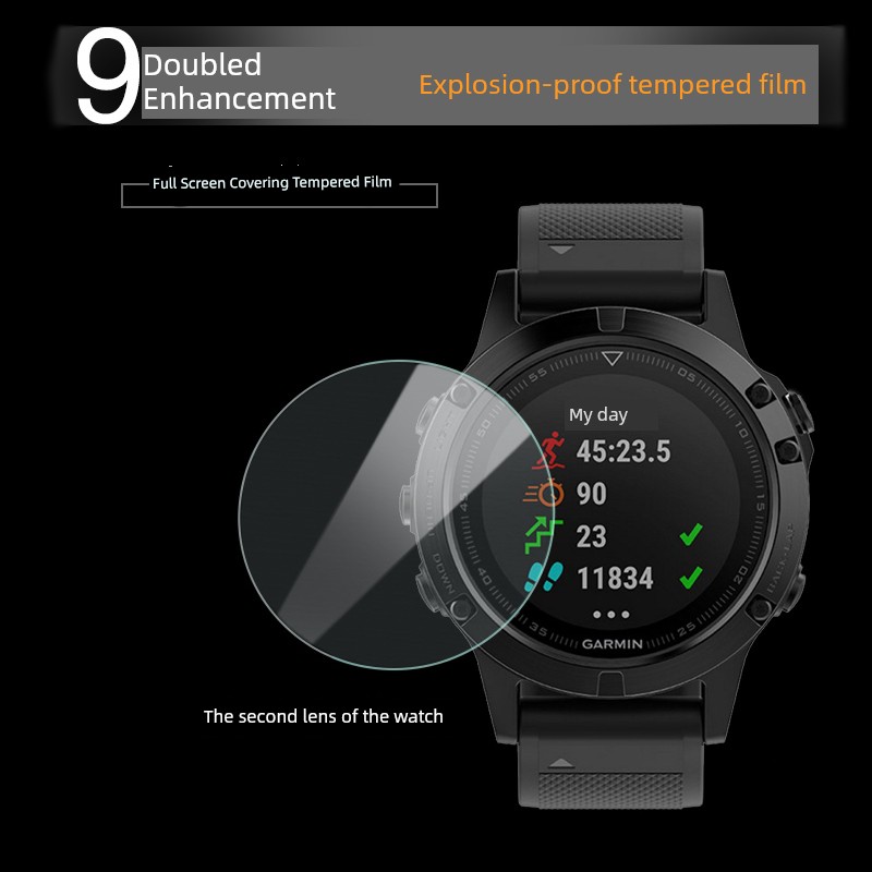 Suitable for Jiaming Watch 245M Film Fenix7/7S/Forerunner158 Tempered Film Epix/235/645/935/745 Instinct 6x Film Garmin945/5S/735XT/45S