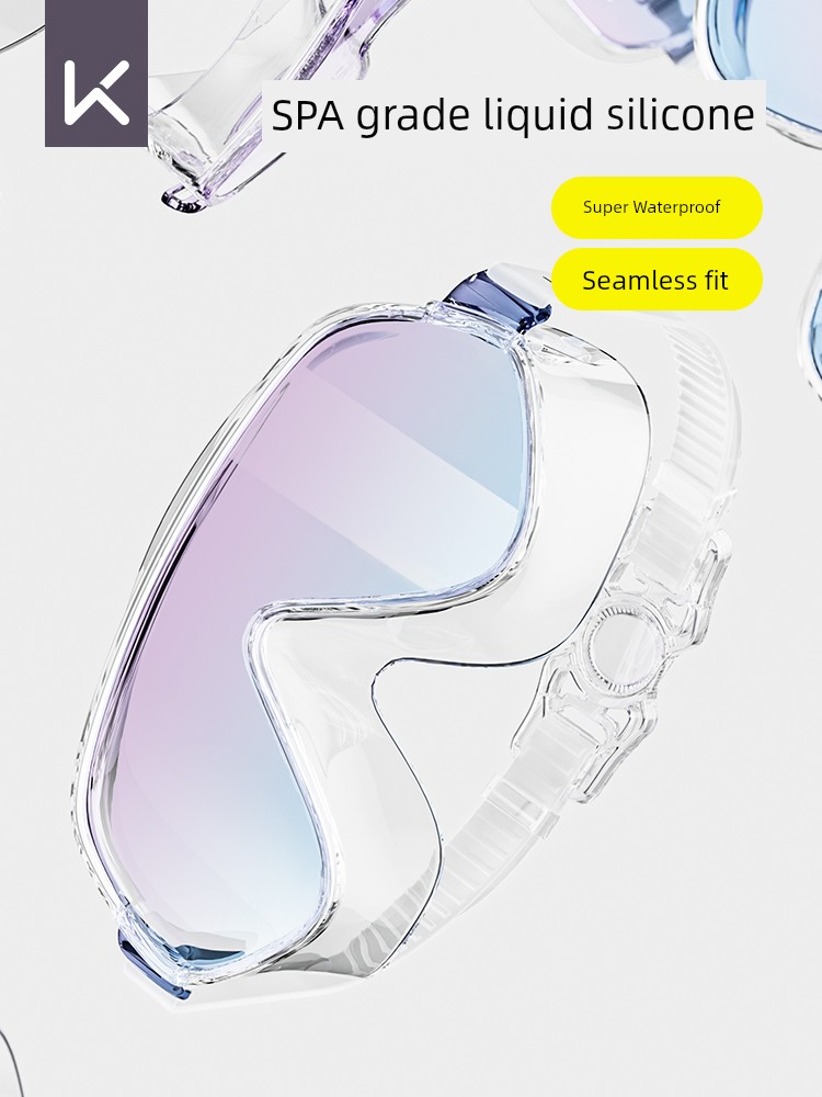 Keep Swimming Goggles Women's HD Waterproof Anti-Fog Large Frame Degree Myopia Swimming Glasses Men's Diving Swimming Cap Large Frame Suit