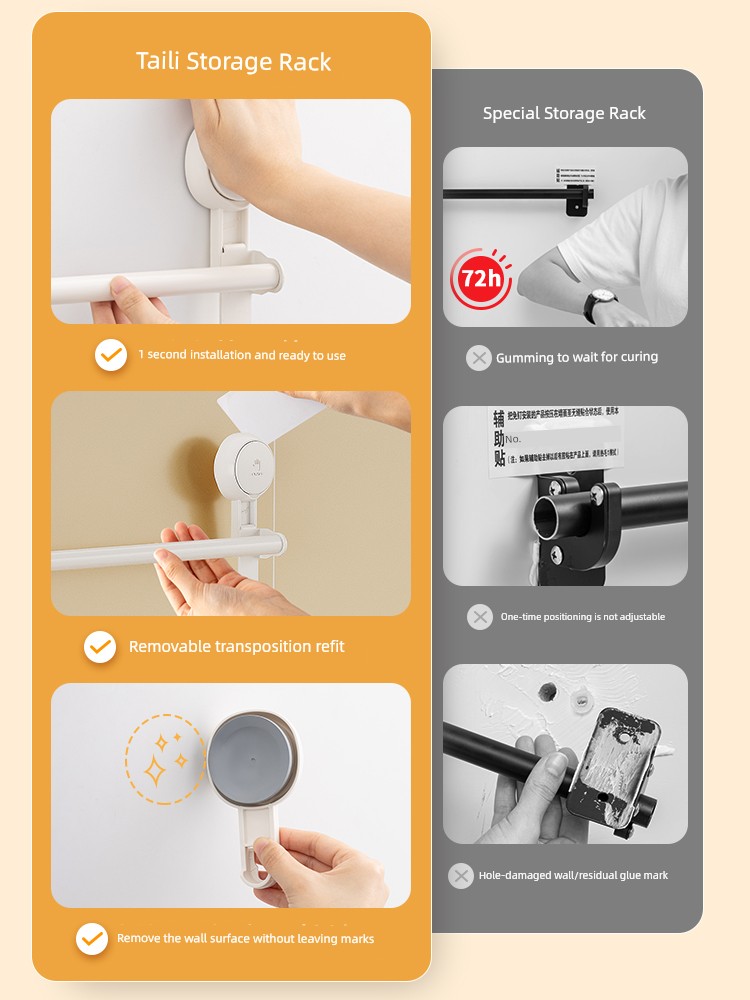 Taili Kitchen Sucker Multi-Functional Storage Rack Hook Rack Chopsticks Pot Lid Knife Holder Wall Storage Handy Gadget