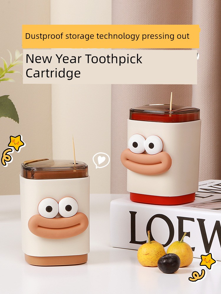 Toothpick Box High-End Household Fortune Good Luck Good-looking Cute Toothpick Can Tube Press-Type Automatic Pop-up Box
