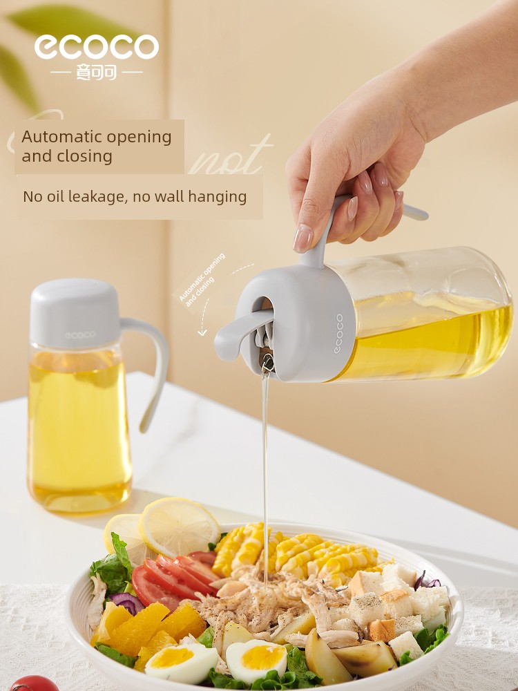 Automatic Opening and Closing Oiler Leak-Proof Glass Oil Bottle Oil Tank Vinegar Soy Sauce Bottle Kitchen Supplies For Home Large Capacity Oil Bottle