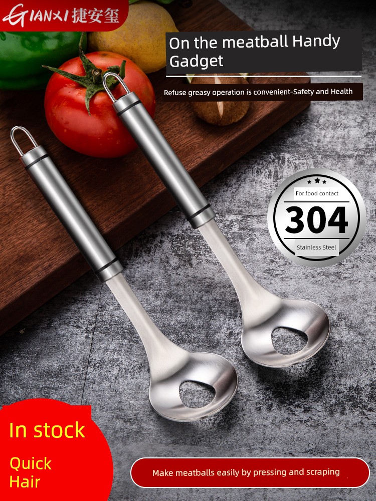 Meatball Maker Fried Pork Balls Handy Gadget For Home Stainless Steel Ball Spoon Press Taiwanese Meatballs Squeeze Fish Ball for Meatball Scoop Tool